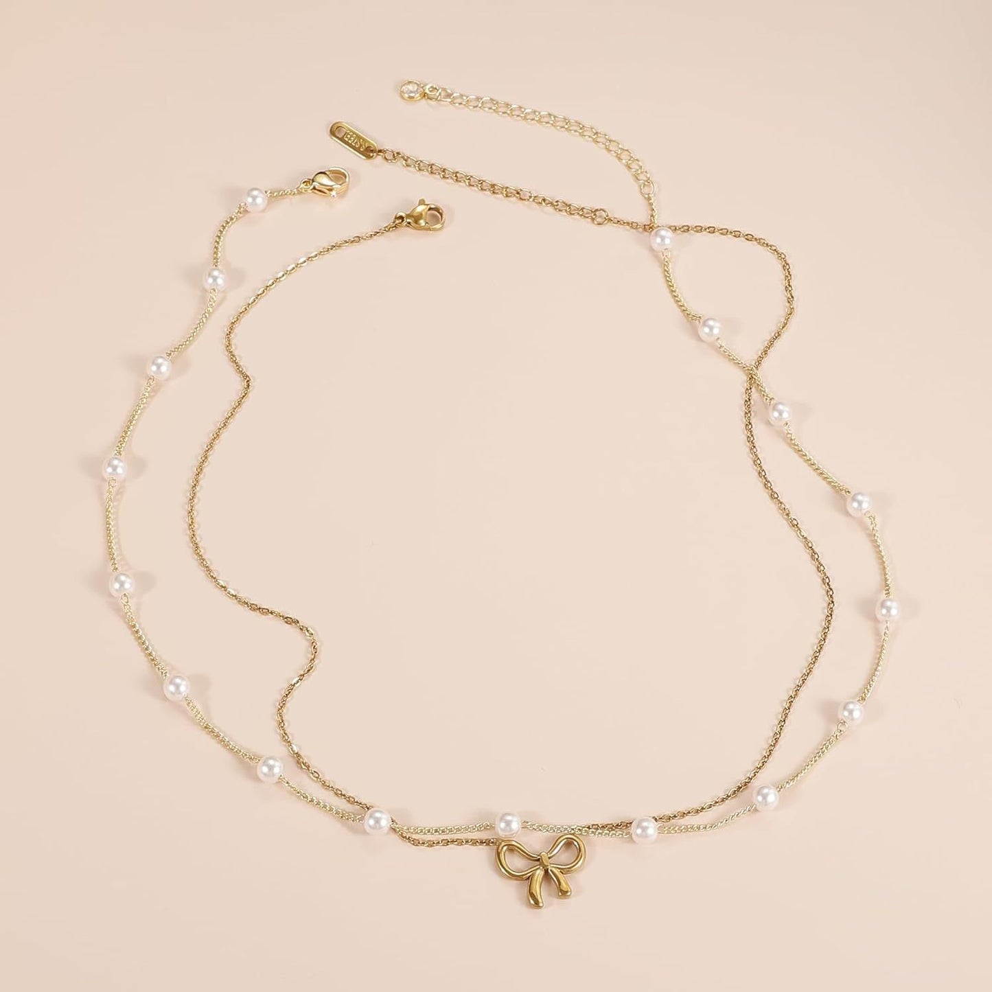 Women's Minimalist And Versatile Pearl Bow Necklace Fashion Jewelry - Zambeel