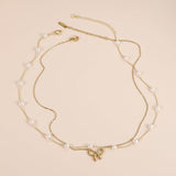 Women's Minimalist And Versatile Pearl Bow Necklace Fashion Jewelry - Zambeel