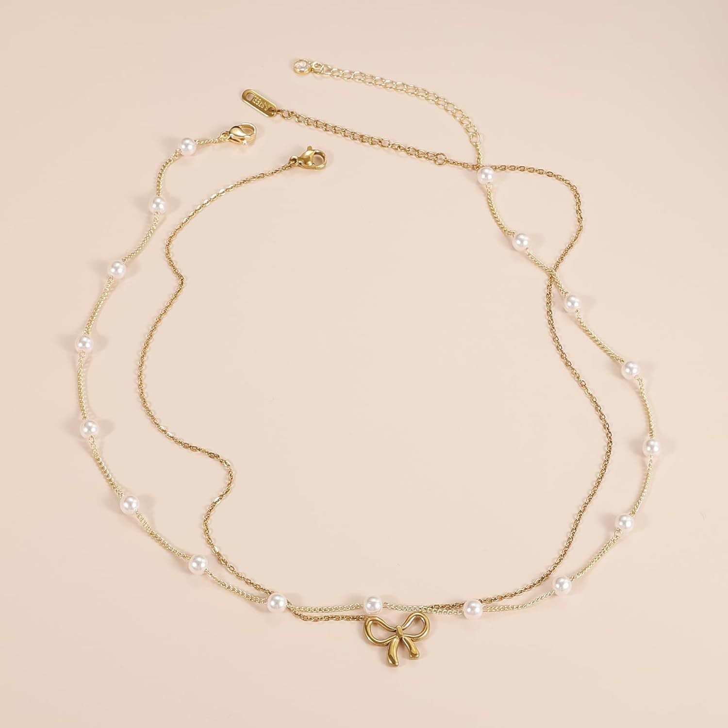 Women's Minimalist And Versatile Pearl Bow Necklace Fashion Jewelry - Zambeel