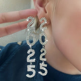 Women's Tassel Full Diamond Rhinestone 2025 Long Pendant Earrings - Zambeel